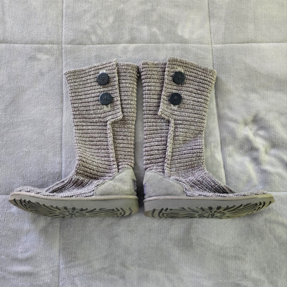 Gray Knit UGG Button Boots